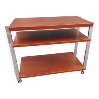 Trolley on wheels, wood and chrome, 1960-70