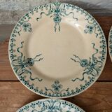 Set of 4 old opaque porcelain plates from Gien, Venice Terre de fer model