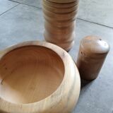Turned wooden pot set