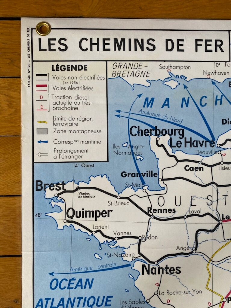 1964 School Map Railways of France