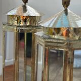 Rodolfo Dubarry signed brass plated octagonal mirror table lamps