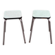 Paire de tabourets acier et formica vert acqua et acier