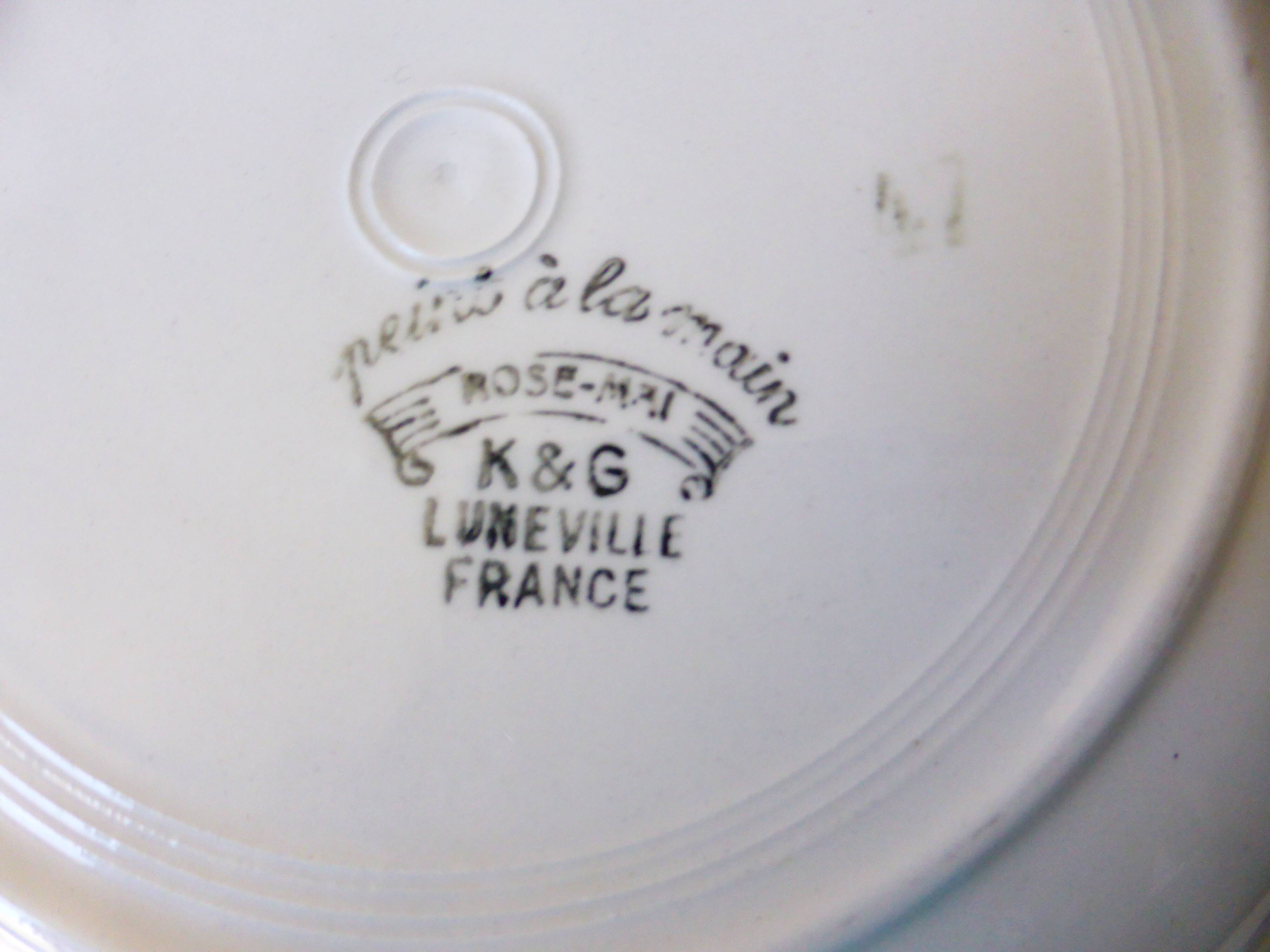 4 assiettes creuses K et G Luneville modèle Rose Mai 2106201
