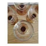 Set of 6 stemmed glasses 70's