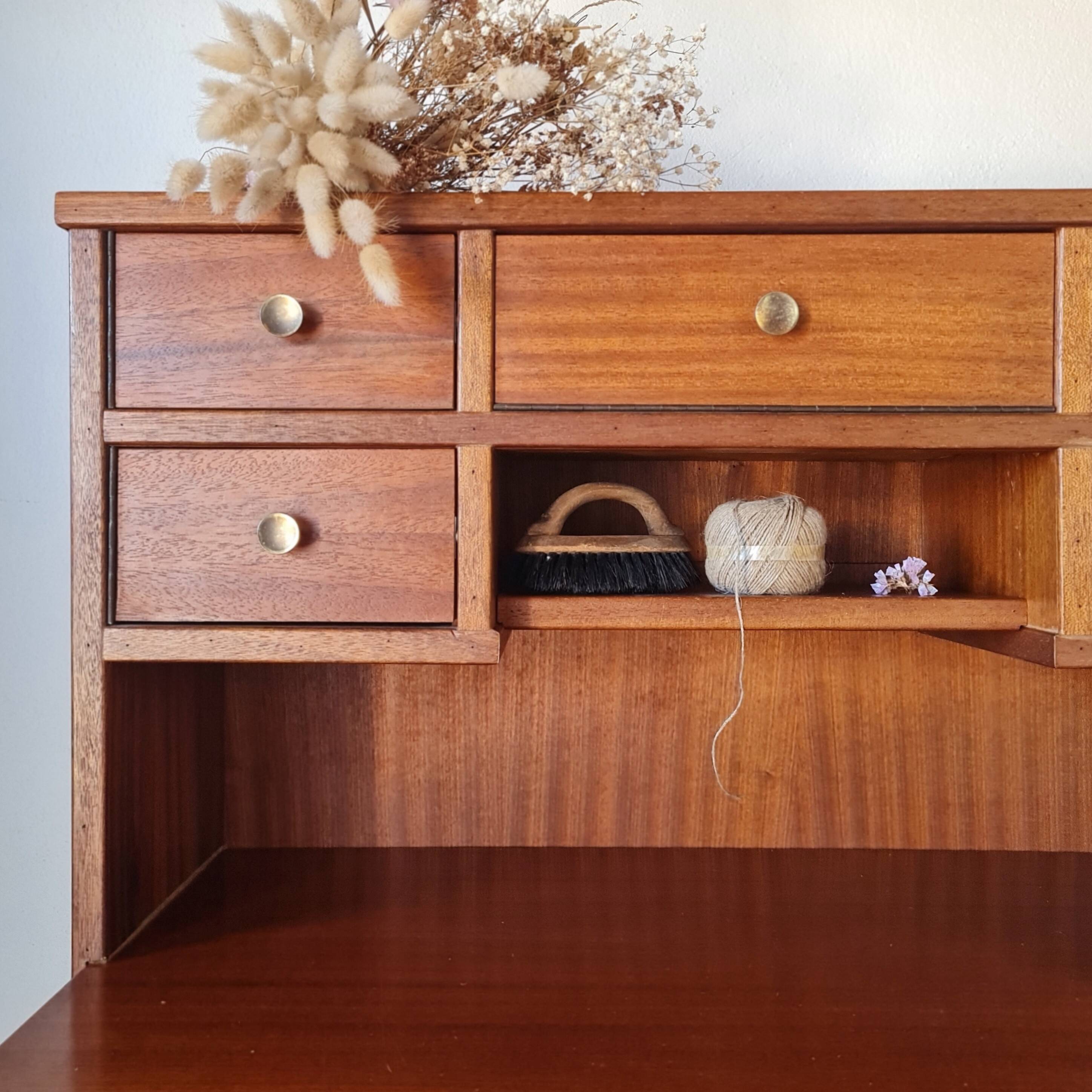 Scandinavian desk with tapered legs, vintage.