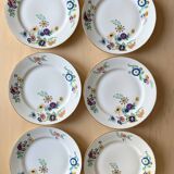 Vintage oval dish in white Limoge porcelain signed TLB flowers