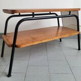 Vintage 1950 coffee table magazine rack in steel & beech 50s rockabilly zazou