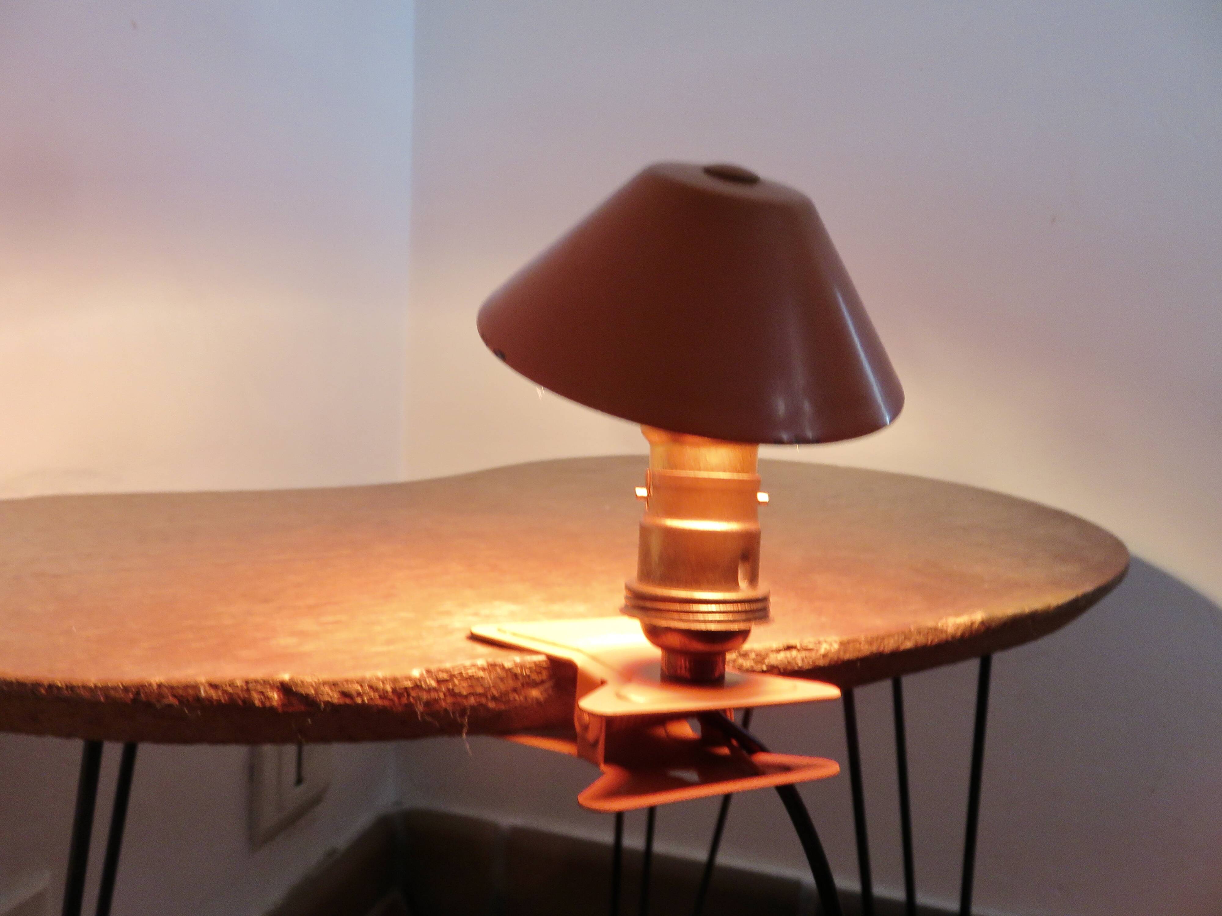 Lampe pince " champignon " orange années 60 70
