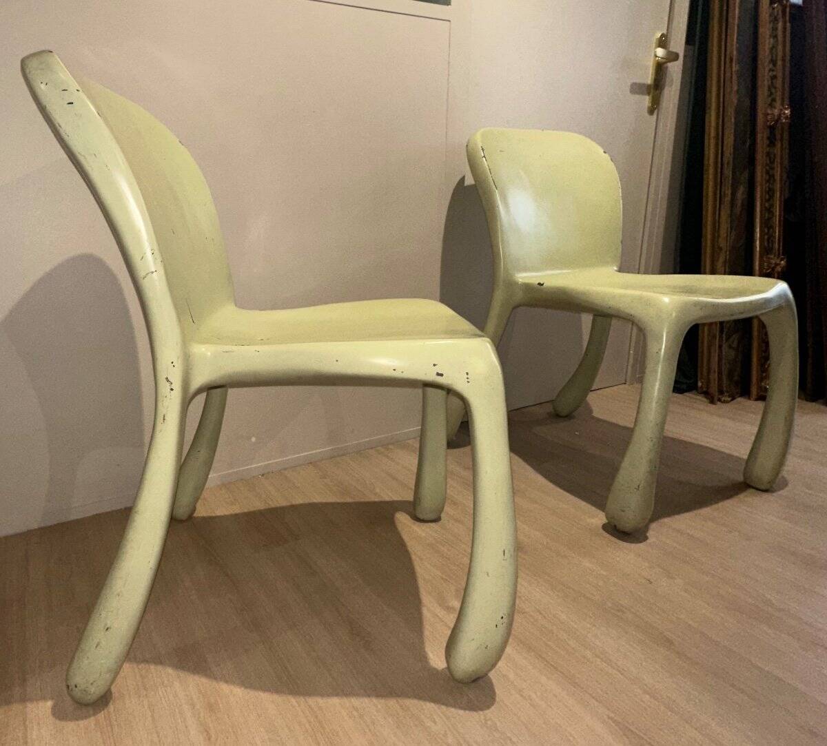 Pair of 50's 70's designer fiberglass chairs