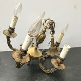Old bronze chandelier with 5 arms of light