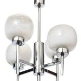 Vintage chandelier in chrome metal and glass