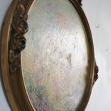 Oil on oval panel "bouquet of flower"