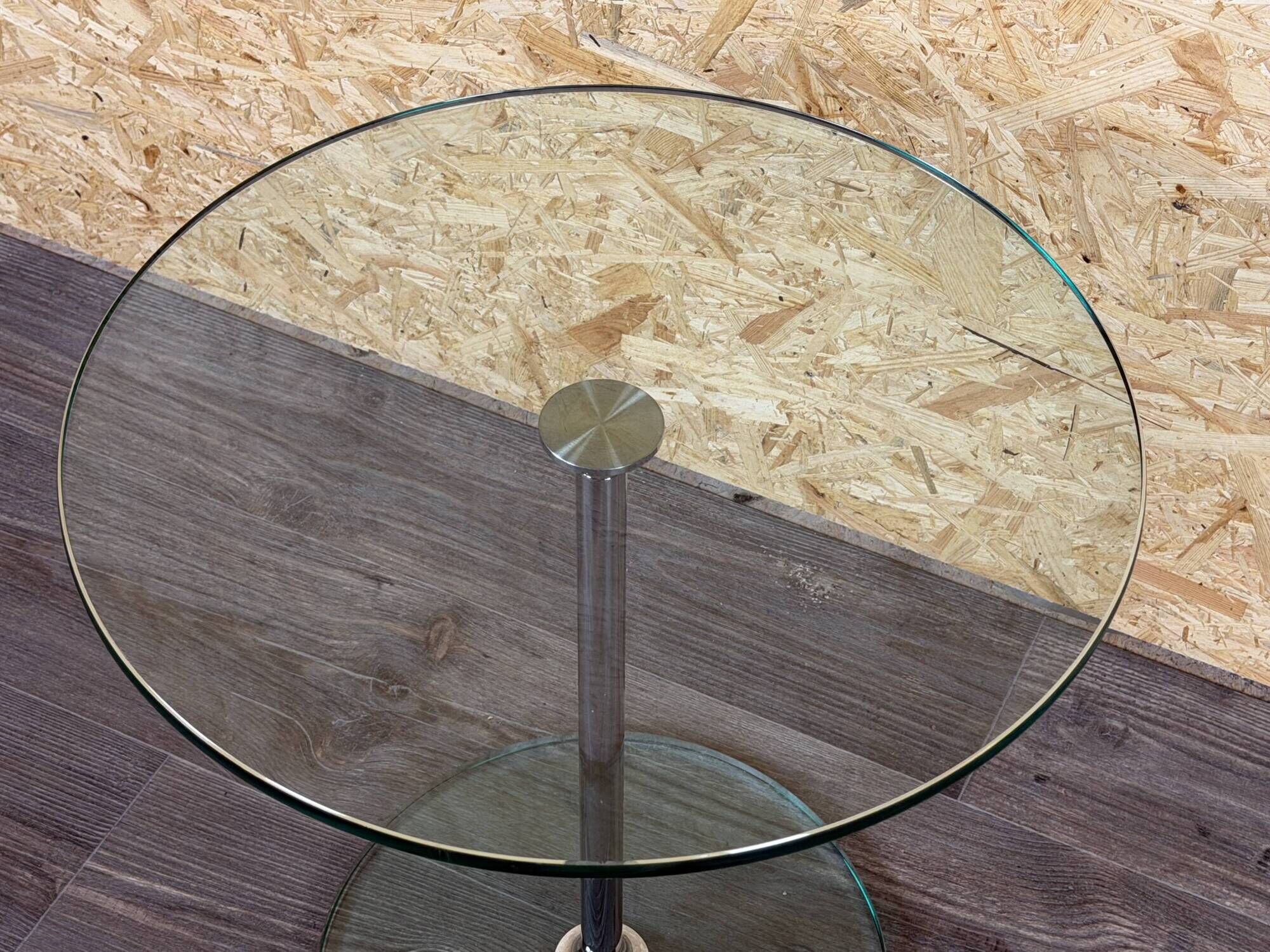 1970s 1980s Coffee Table Side Table in Chrome and Glass Space Age Design