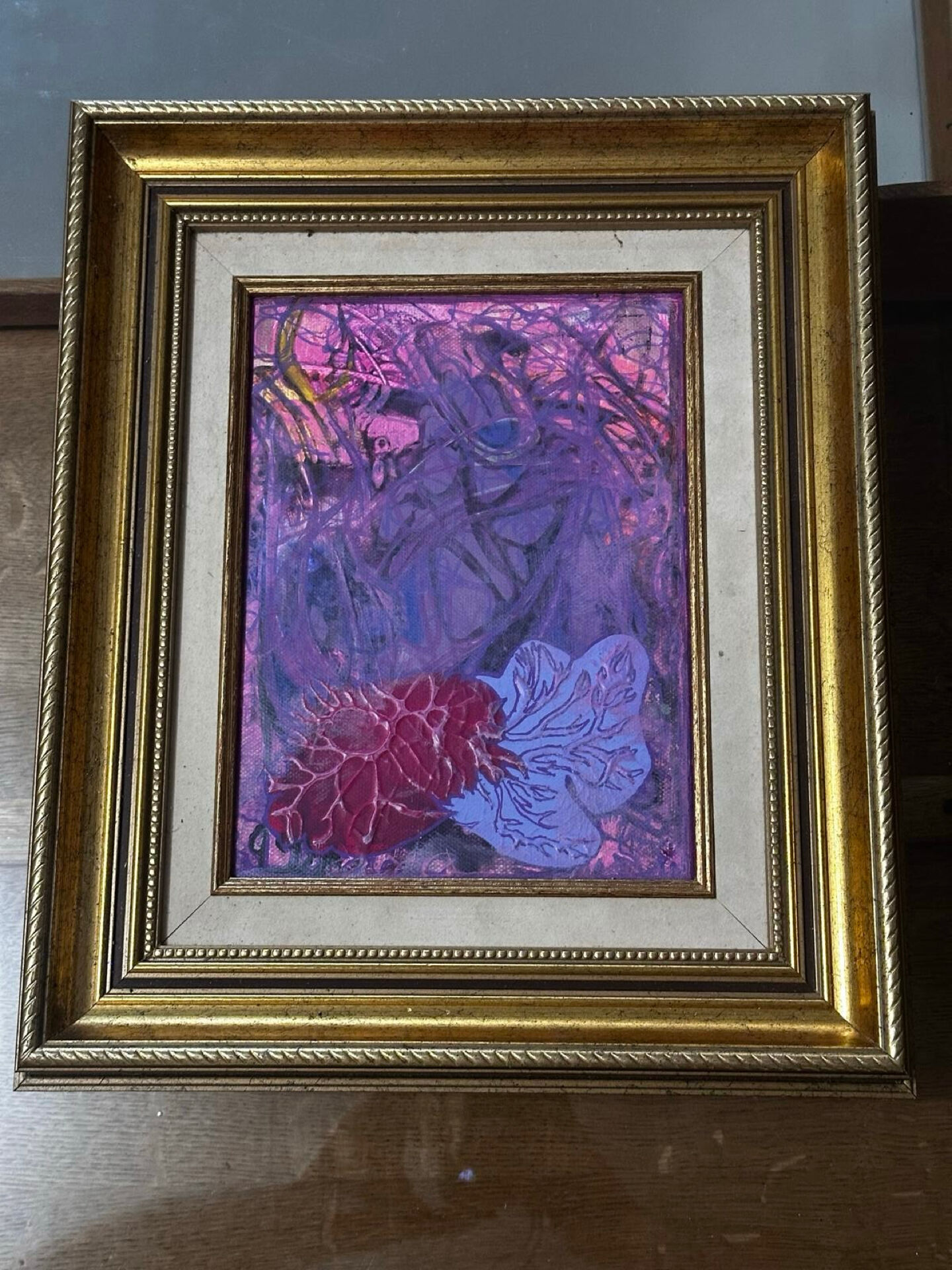 Abstract painting signed Bernard Ledain (1944-2024), mixed media on