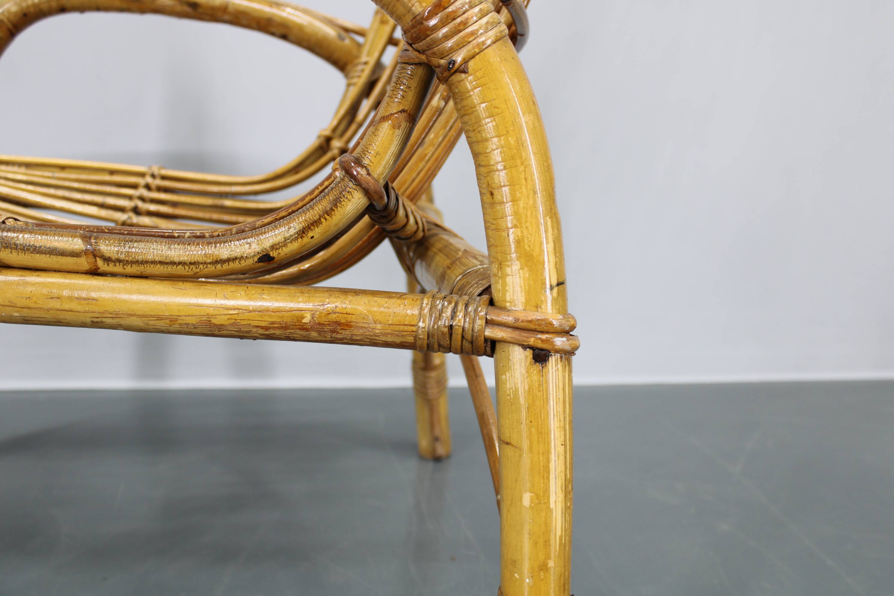 1950s “French Riviera” Rattan Armchair, Italy