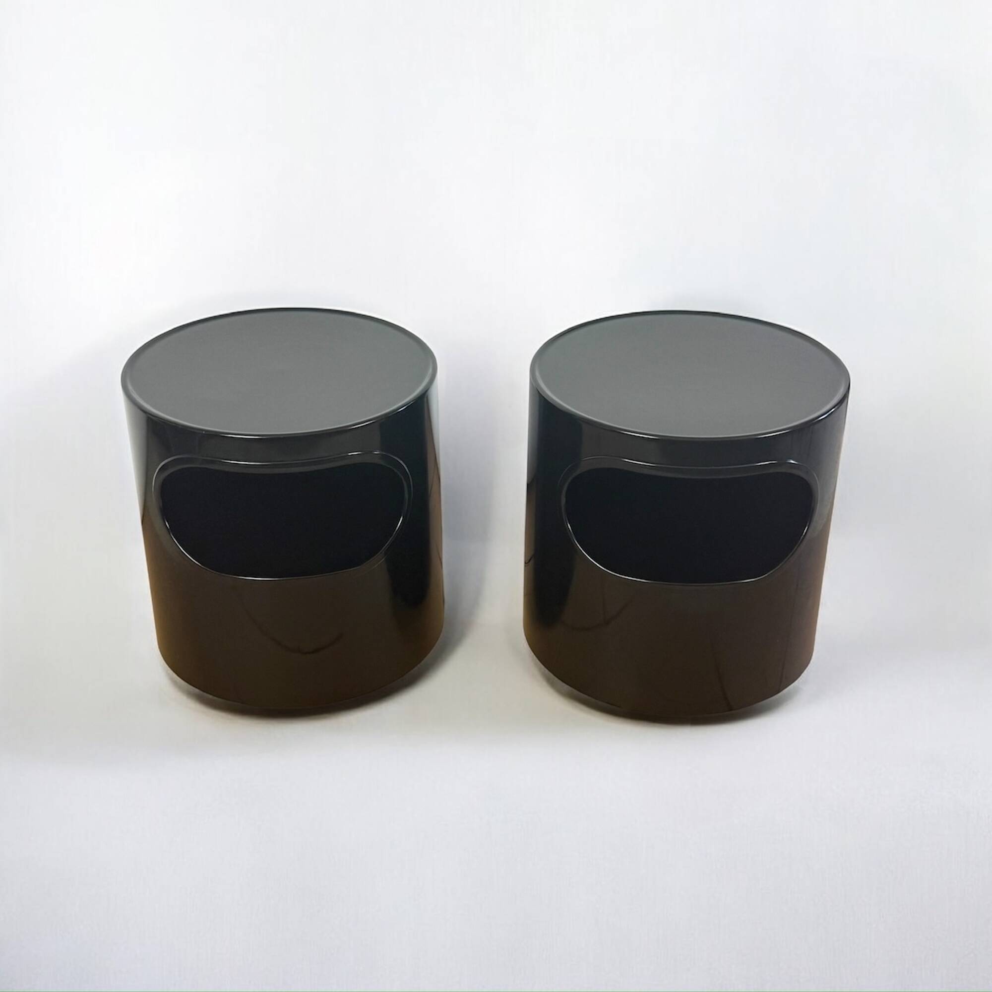 Pair of Black Giano Vano Tables by Artemide Italy 1970s