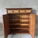Rattan and solid wood sideboard