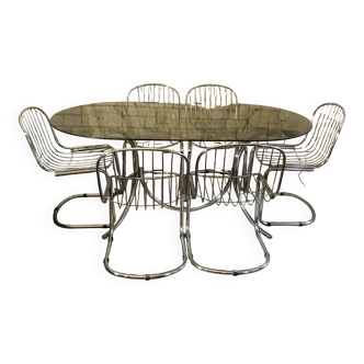 Table and 6 chairs by designer Gastone Rinaldi.