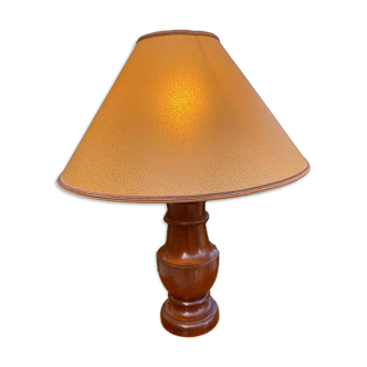 Lampe de chevet à poser vintage en bois massif avec abat-jour beige