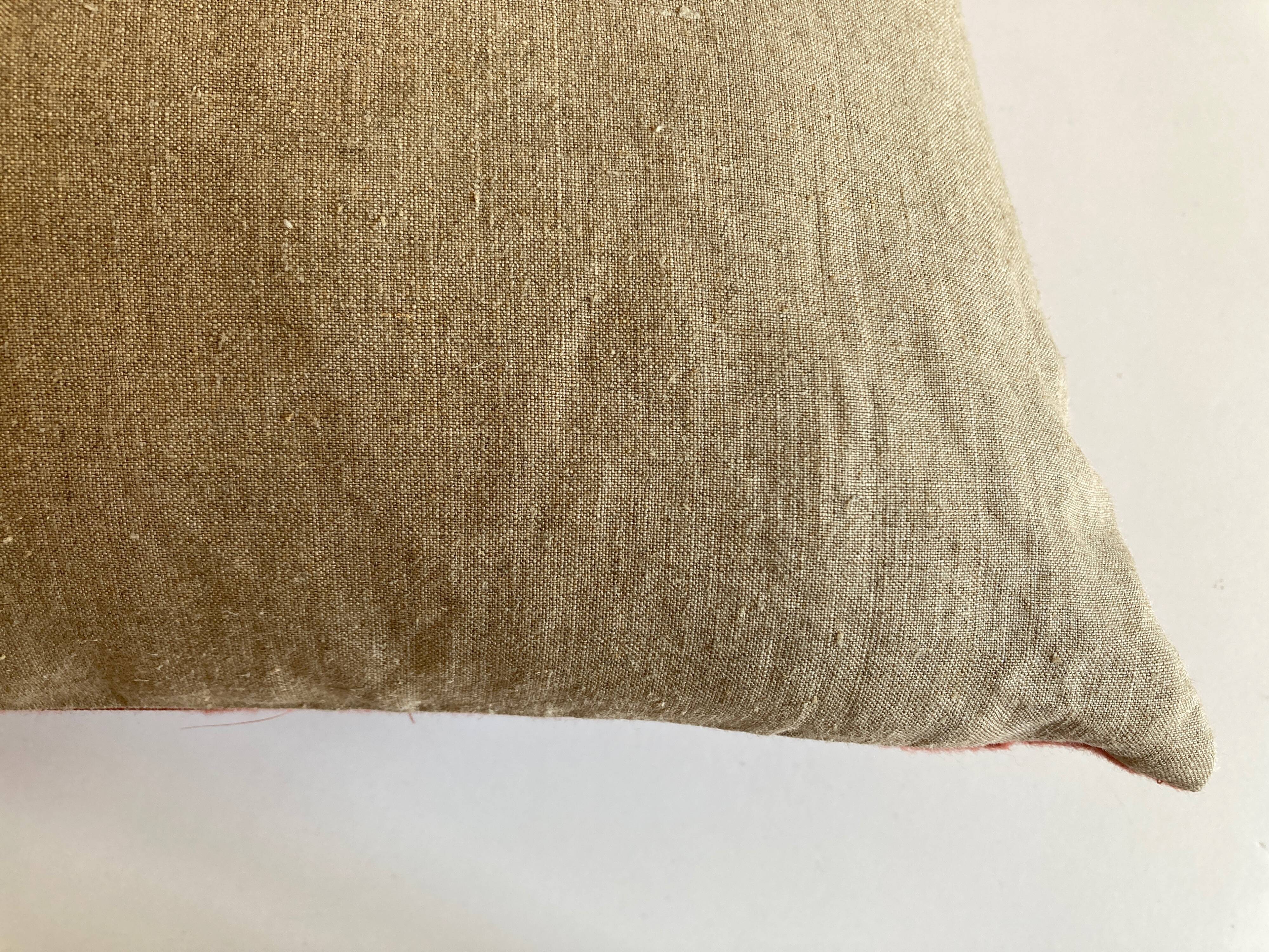 Cushion in cashmere cloth 1970 reversible old linen 60x40