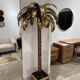Palm Tree Floor Lamp in Gold Metal and Black Lacquered Mirror