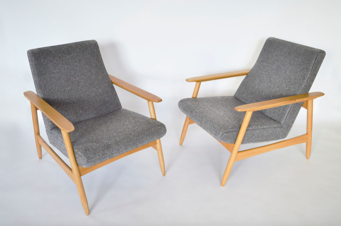 Pair of armchairs Ąžuolas by Valerija EMA Cukermanienė for Vilniaus Baldų Kombinatas, 1968