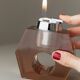 Apricot plexiglass table lighter by Astrolite with silver frame - Space Age Italian 1970s sculpture