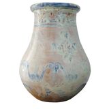 Grand vase balustre ancien en terre cuite à glaçure rose