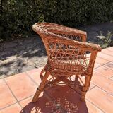 Vintage rattan children's armchair 1960