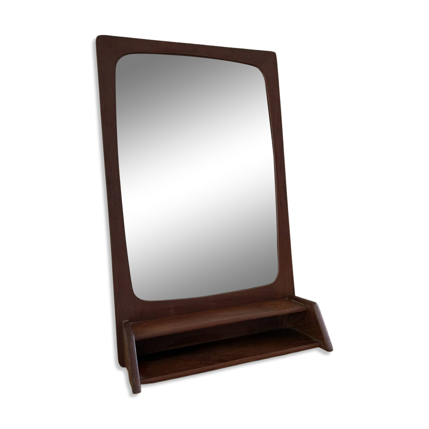 Vintage Danish teak mirror with shelf - midcentury mirror