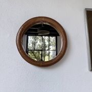 Woven wicker round mirror 1960