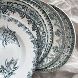 6 mismatched Saint Amand ironstone soup plates