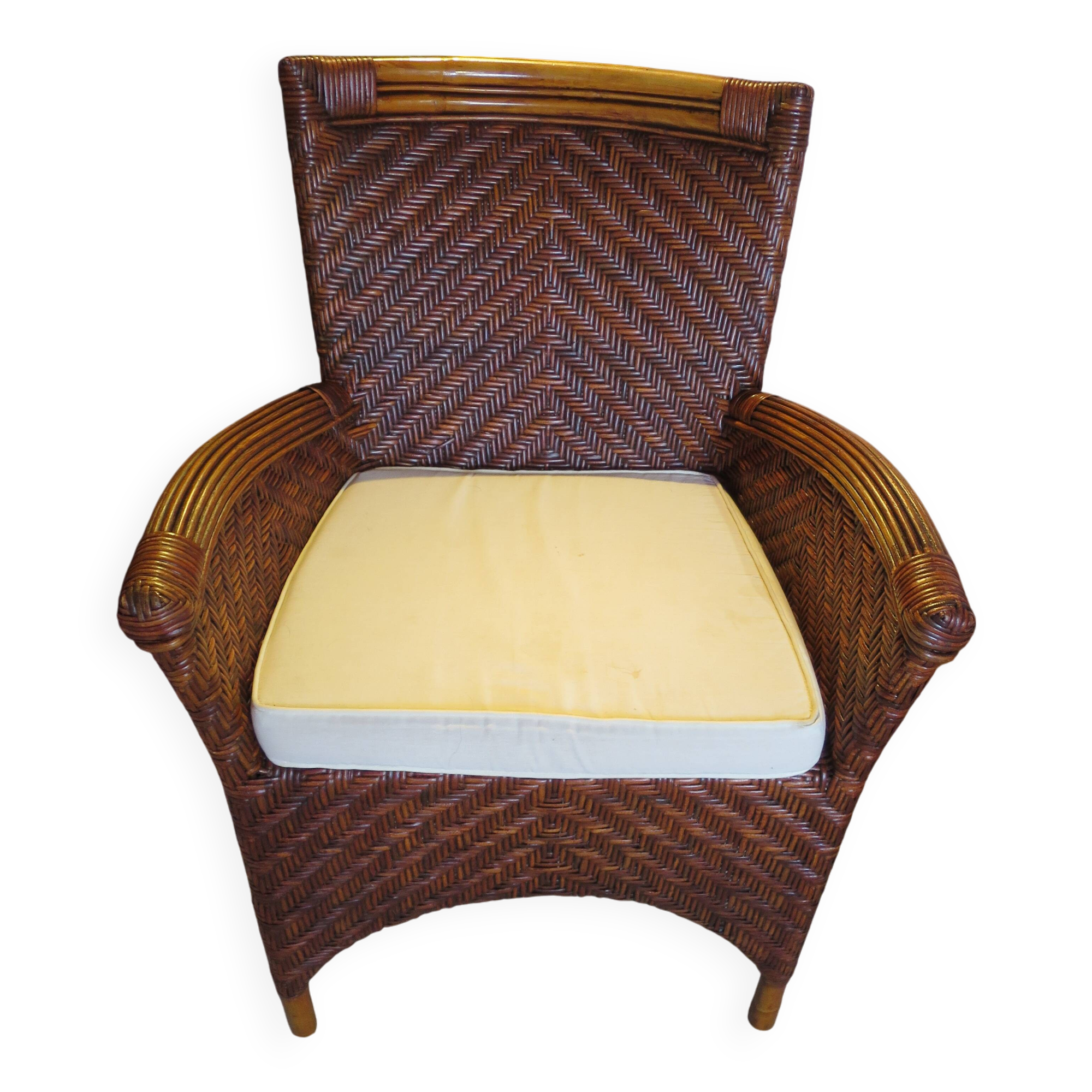 Woven rattan armchair, 1980s