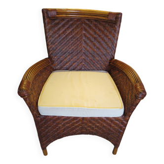 Fauteuil en rotin tressé, années 1980