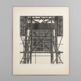 Lithograph by Rasmus Nellemann signed 1976 industrial structure