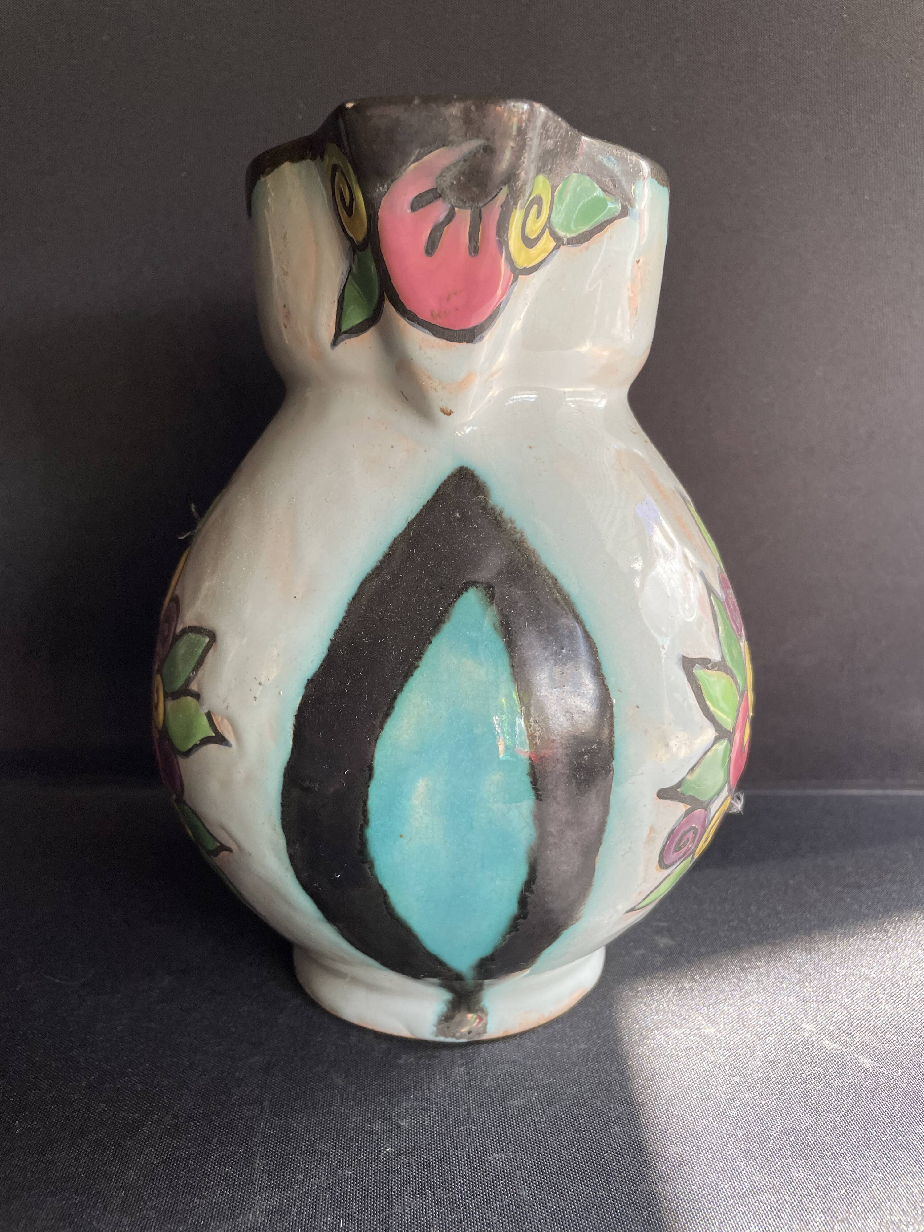 Enamelled jug – Desvres earthenware – Henri Delcourt (1872-1963)