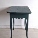 Antique Gustavian-style table painted in dark green with a drawer.