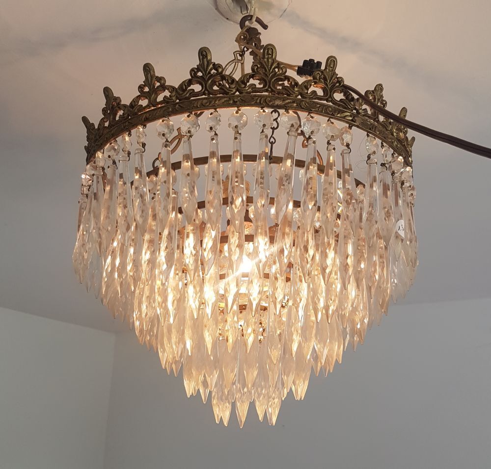 Old chandelier with stamps