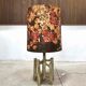 Large sculptural ceramic table lamp with textile batik lampshade, 1960s
