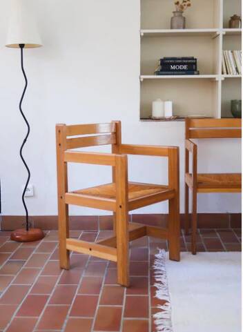 Vintage straw armchair