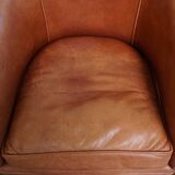 Cowhide Leather English-Style Club Chair in Light Cognac Color