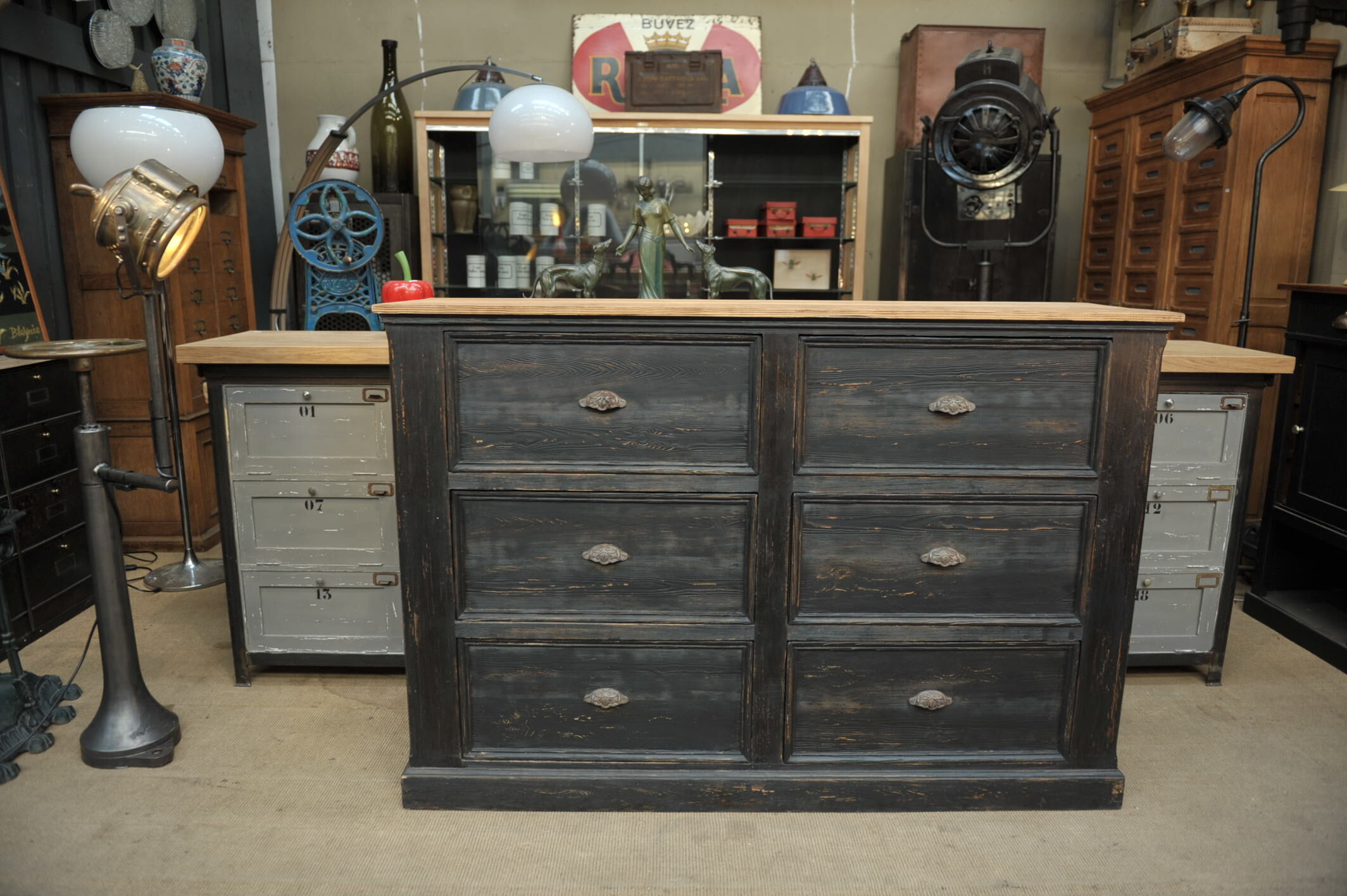 Old furniture with drawers 1950 in fir