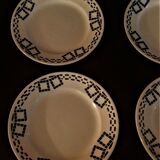 Série de quatre assiettes plates faïence P.B. Rochechouart Limoges modèle Anna