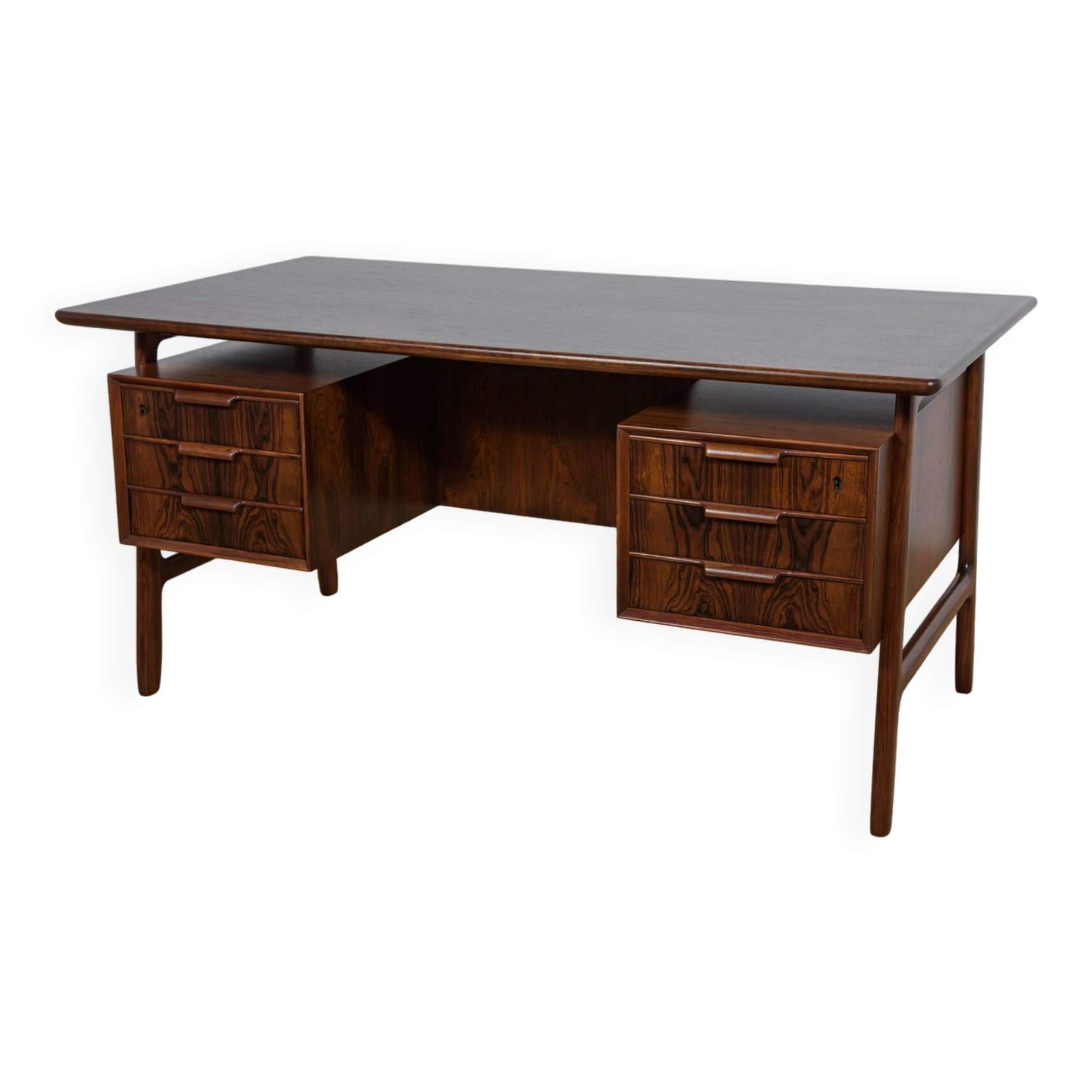 Mid-Century Model 75 Freestanding Teak Desk from Omann Jun, Denmark, 1950s