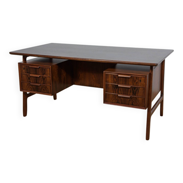 Bureau autoportant modèle 75 vintage en teck d'Omann Jun, Danemark, 1950s