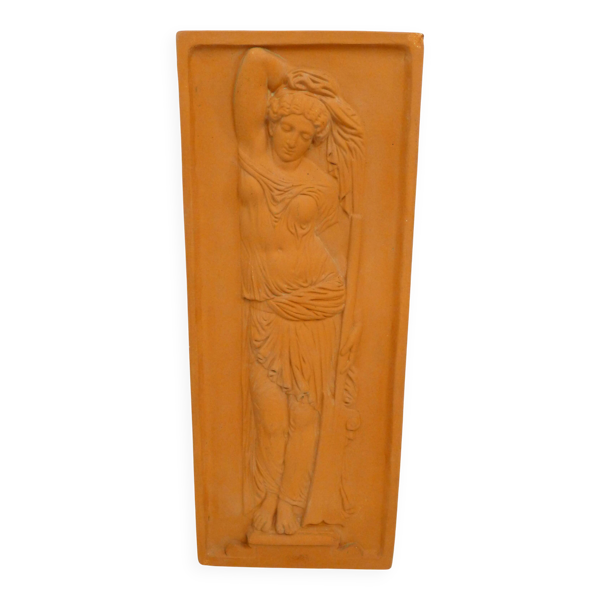 Plaque murale Femme baigneuse, bas-relief en terre cuite — Beyit