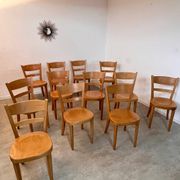 Lot 12 wooden bistro chairs by Horgen Glarus 70s vintage