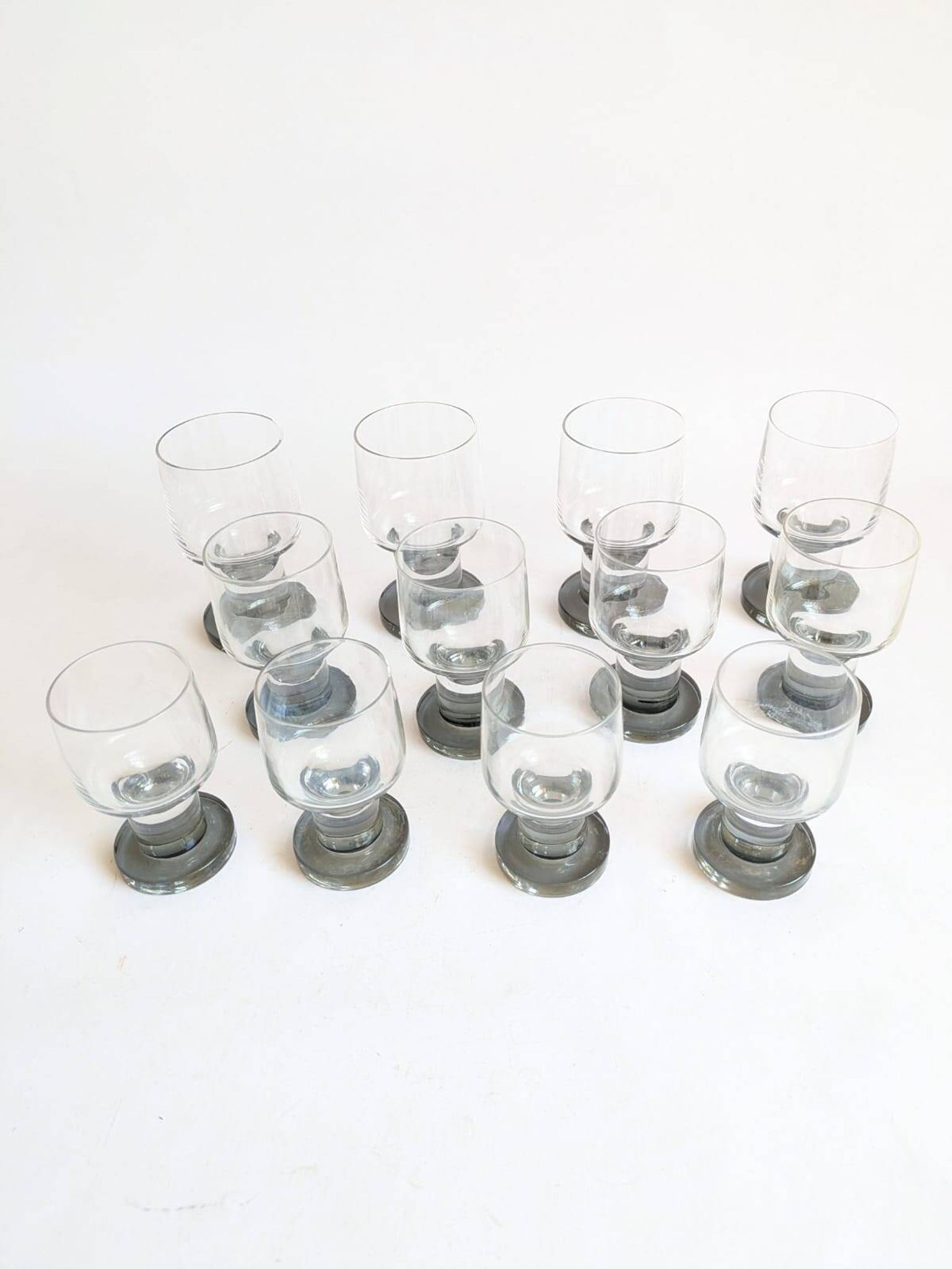 Space age Crystal drinking glasses in three sizes by Bayel, France 1970s