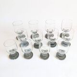 Space age Crystal drinking glasses in three sizes by Bayel, France 1970s
