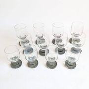 Space age Crystal drinking glasses in three sizes by Bayel, France 1970s